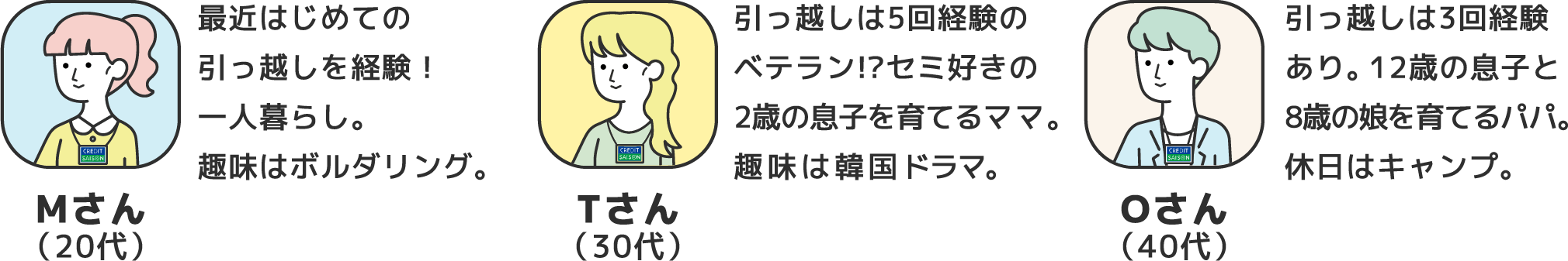 引っ越し体験者3人