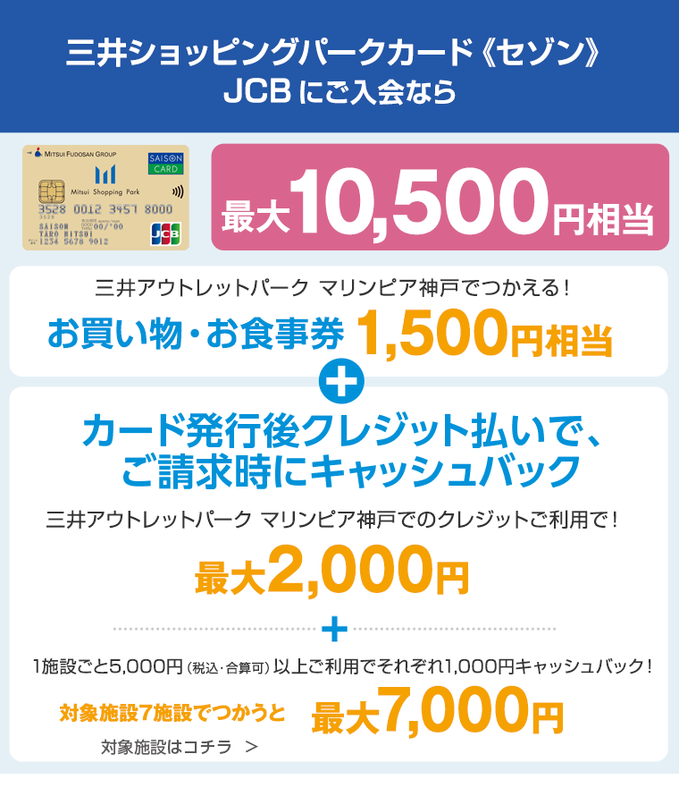 三井ショッピングパークカード《セゾン》JCBにご入会なら