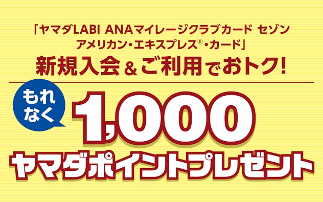 新規ご入会＆ご利用で1,000ヤマダポイントをプレゼント 