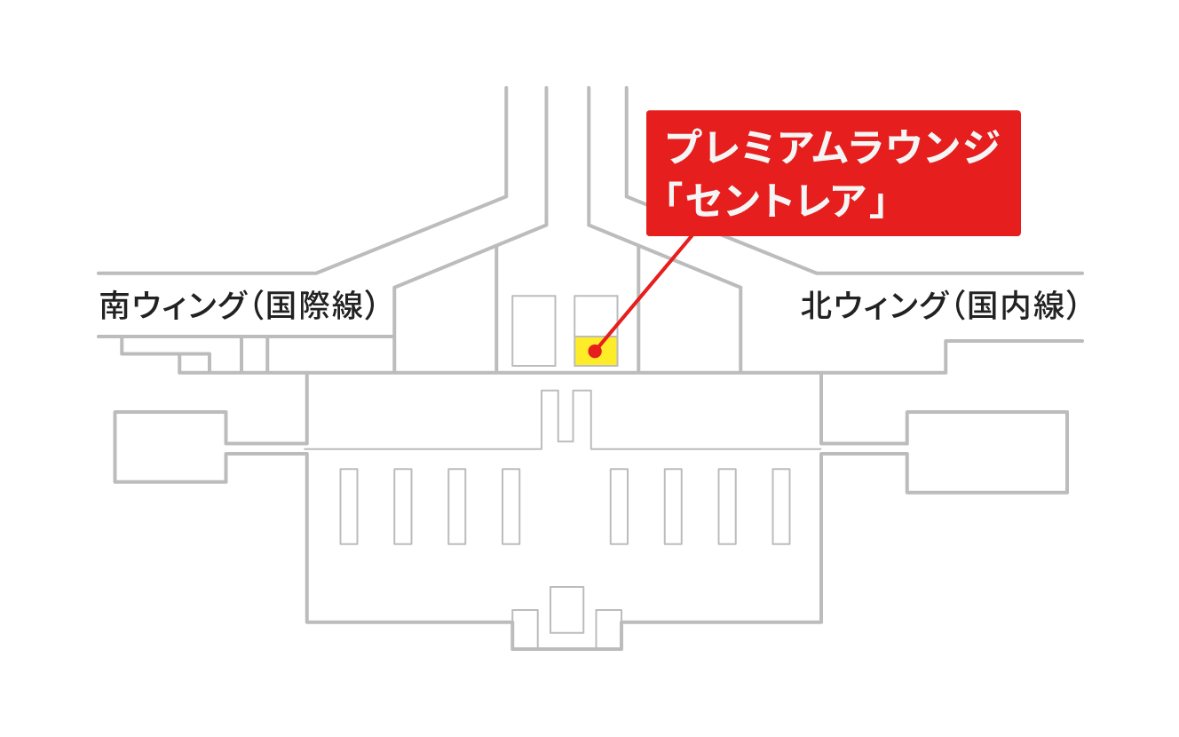 空港ラウンジ「プレミアムラウンジ「セントレア」」の地図。