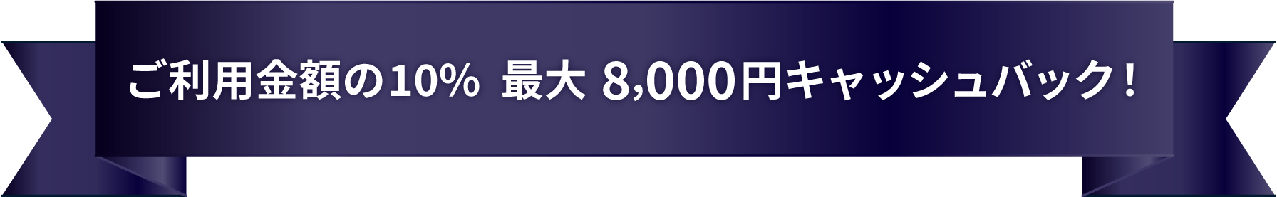 ご利用金額の10%最大8,000円キャッシュバック！