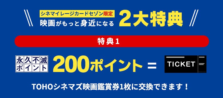 永久不滅ポイント200ポイントでTOHOシネマズ映画鑑賞券１枚に交換